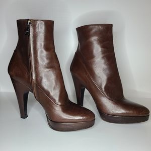 Prada Brown Leather Zip-Up Ankle Boots - U.S. Size 5- Vero Cuoio Made in Italy